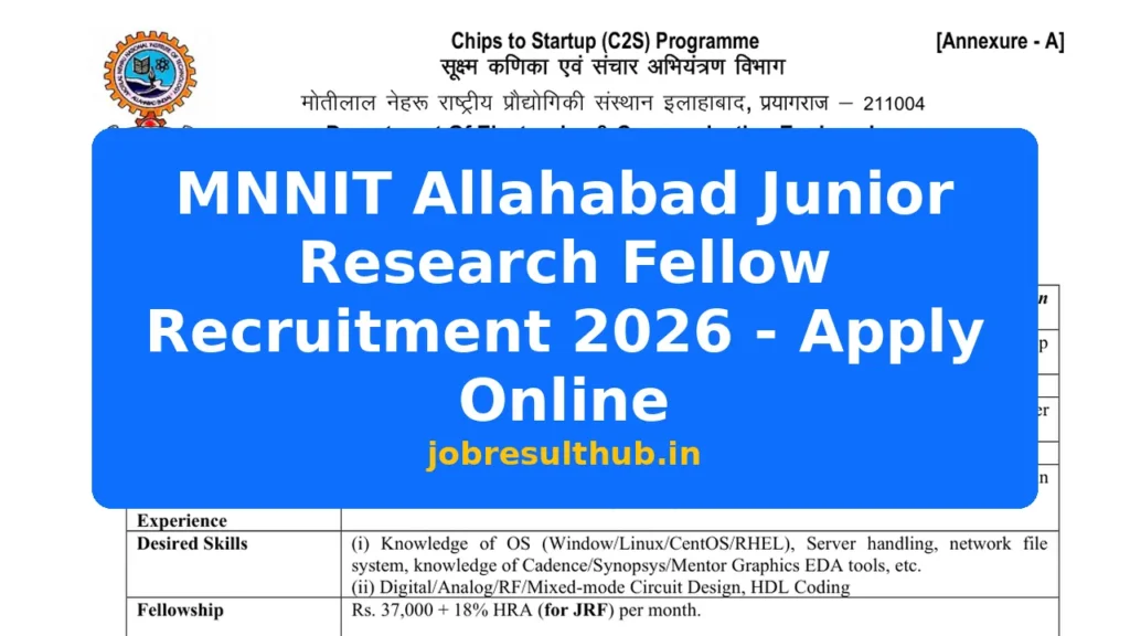 MNNIT Allahabad Junior Research Fellow Recruitment 2026 - Apply Online - 2026 Posts