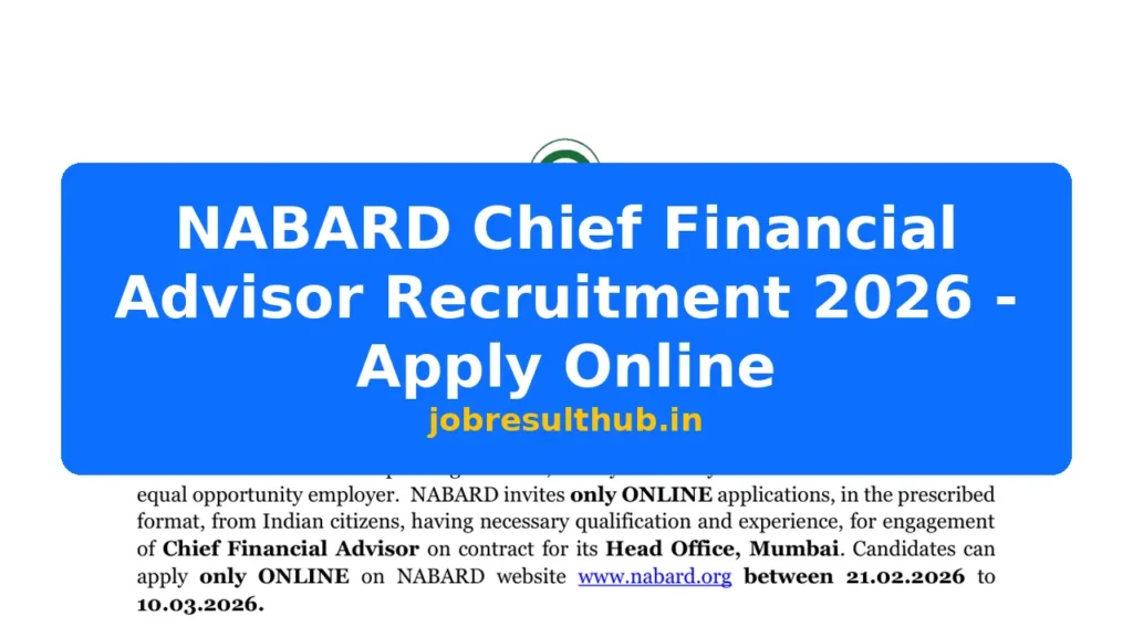 NABARD Chief Financial Advisor Recruitment 2026 - Apply Online - 2026 Posts
