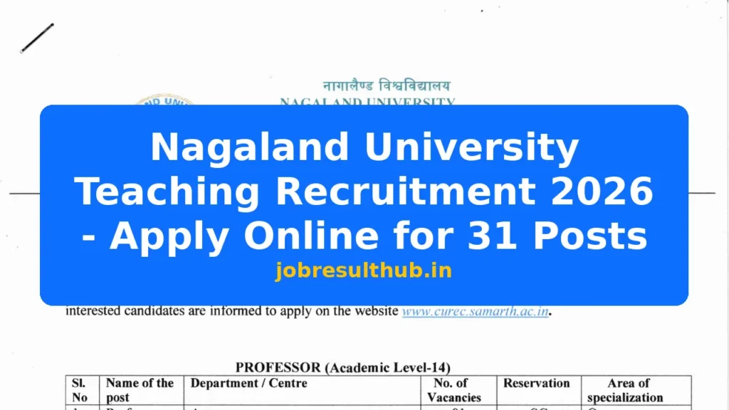 Nagaland University Teaching Recruitment 2026 - Apply Online for 31 Posts - 31 Posts