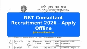 NBT Consultant Recruitment 2026 - Apply Offline - 2026 Posts