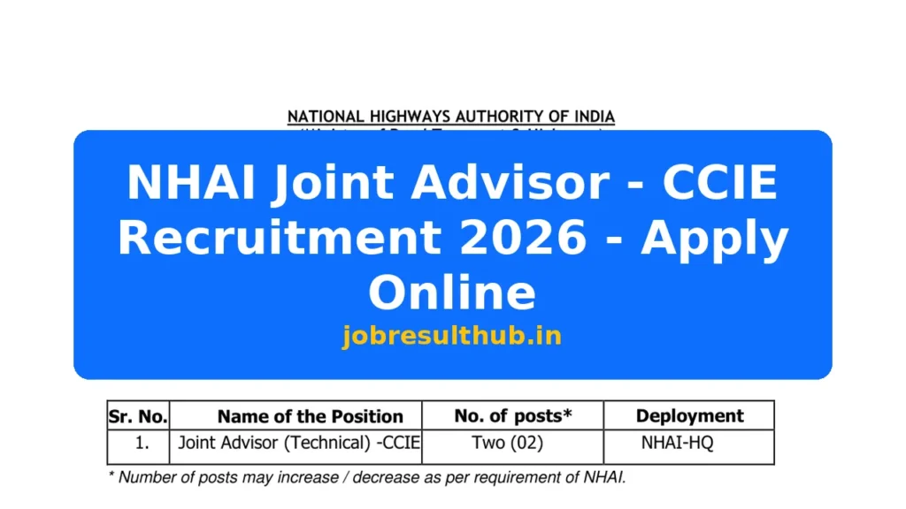 NHAI Joint Advisor - CCIE Recruitment 2026 - Apply Online - 2026 Posts
