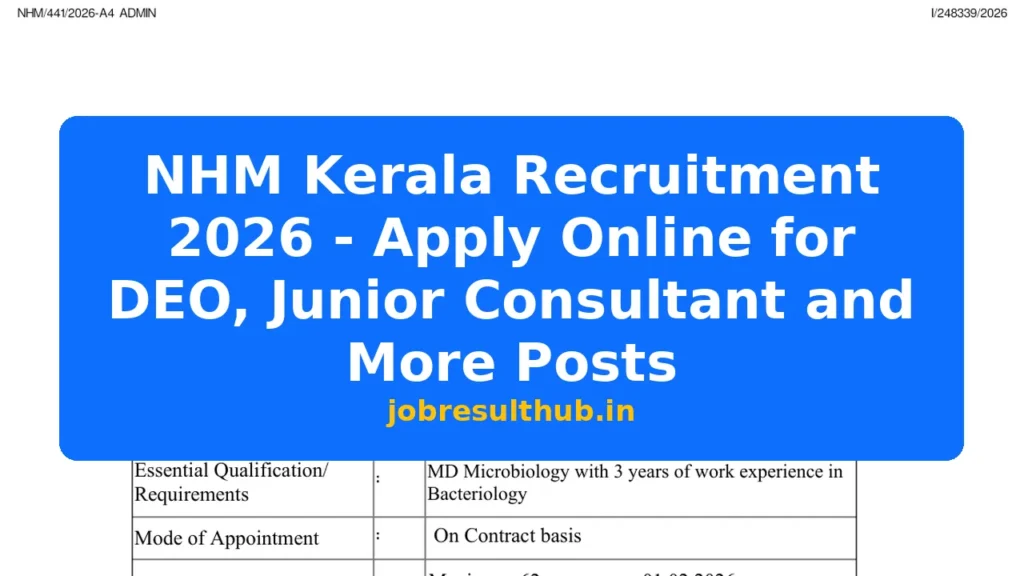 NHM Kerala Recruitment 2026 - Apply Online for DEO, Junior Consultant and More Posts - 2026 Posts