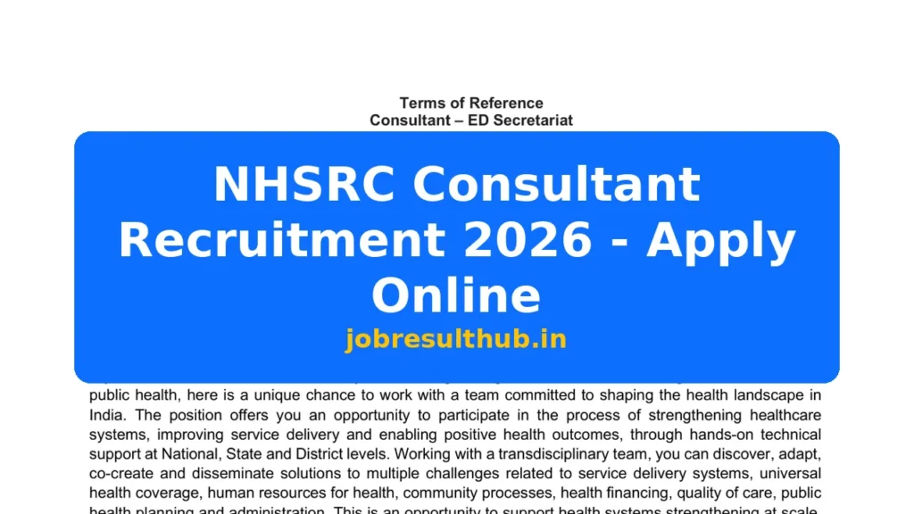 NHSRC Consultant Recruitment 2026 - Apply Online - 2026 Posts