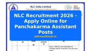 NLC Recruitment 2026 - Apply Online for Panchakarma Assistant Posts - 2026 Posts