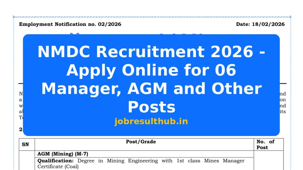 NMDC Recruitment 2026 - Apply Online for 06 Manager, AGM and Other Posts - 2026 Posts