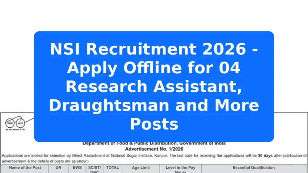 NSI Recruitment 2026 - Apply Offline for 04 Research Assistant, Draughtsman and More Posts Featured Image
