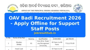 OAV Badi Recruitment 2026 - Apply Offline for Support Staff Posts - 2026 Posts