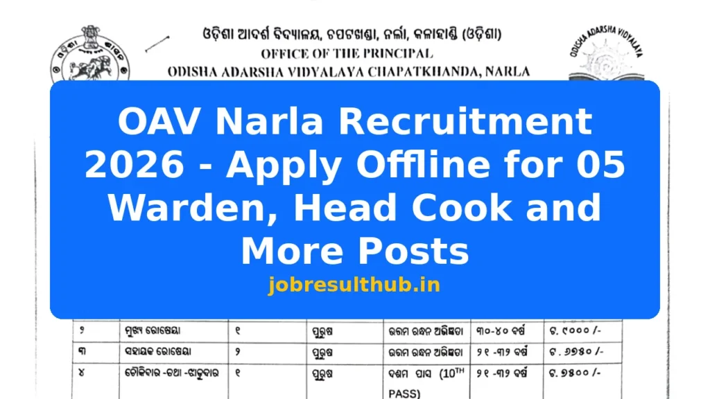 OAV Narla Recruitment 2026 - Apply Offline for 05 Warden, Head Cook and More Posts - 2026 Posts