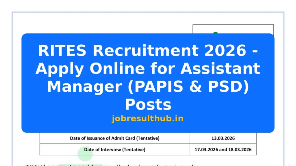 RITES Recruitment 2026 - Apply Online for Assistant Manager (PAPIS & PSD) Posts - 2026 Posts