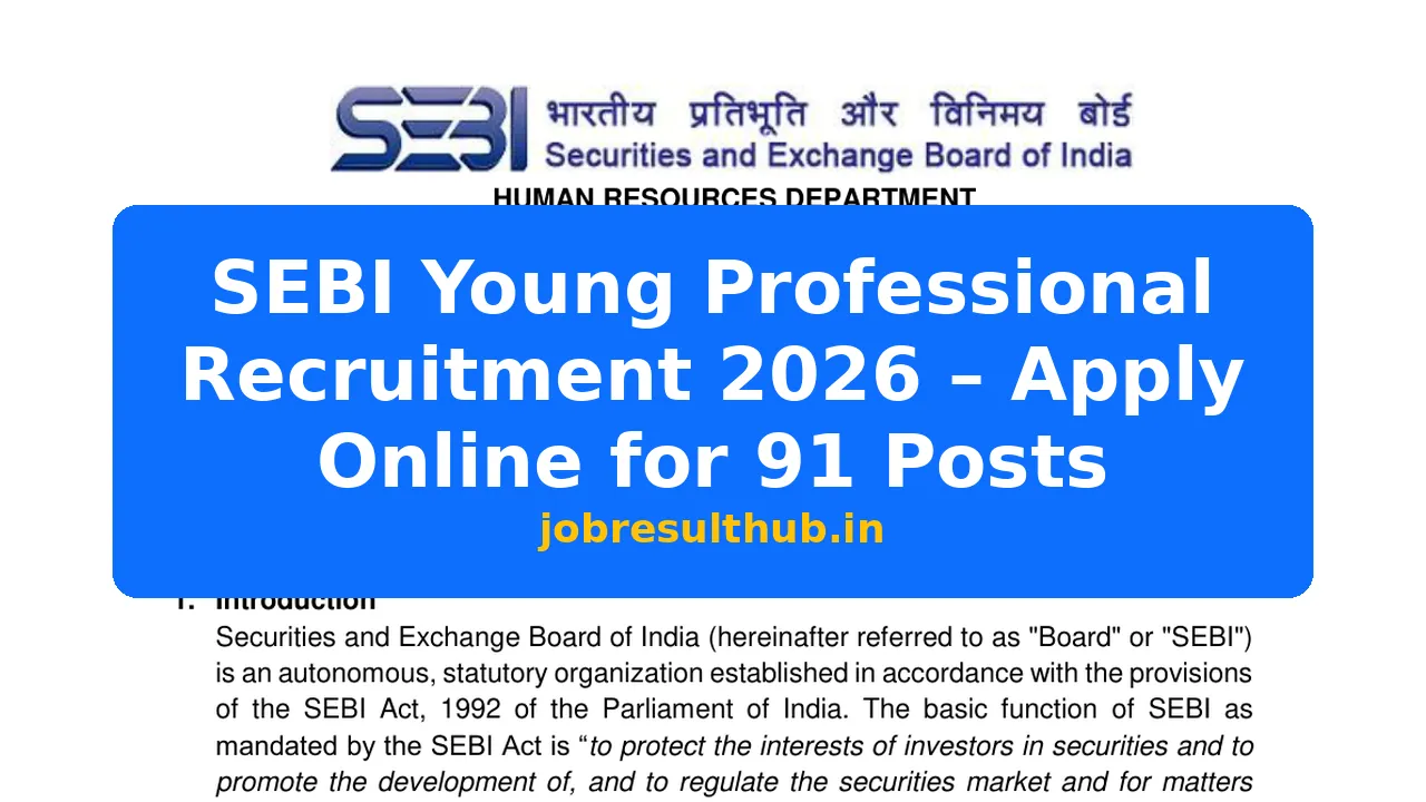 SEBI Young Professional Recruitment 2026 – Apply Online for 91 Posts