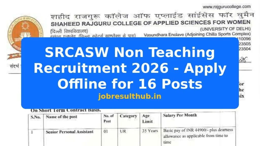 SRCASW Non Teaching Recruitment 2026 - Apply Offline for 16 Posts - 2026 Posts