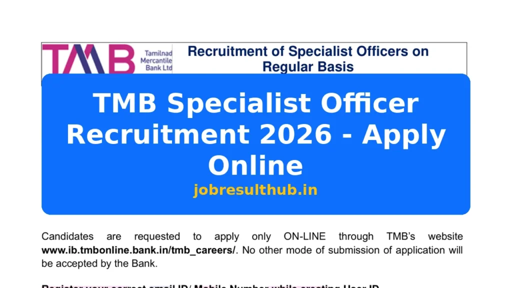 TMB Specialist Officer Recruitment 2026 - Apply Online - 2026 Posts