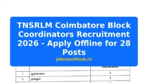 TNSRLM Coimbatore Block Coordinators Recruitment 2026 - Apply Offline for 28 Posts - 2026 Posts