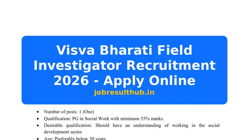Visva Bharati Field Investigator Recruitment 2026 - Apply Online - 2026 Posts