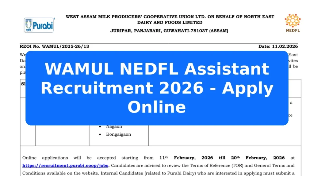 WAMUL NEDFL Assistant Recruitment 2026 - Apply Online Featured Image