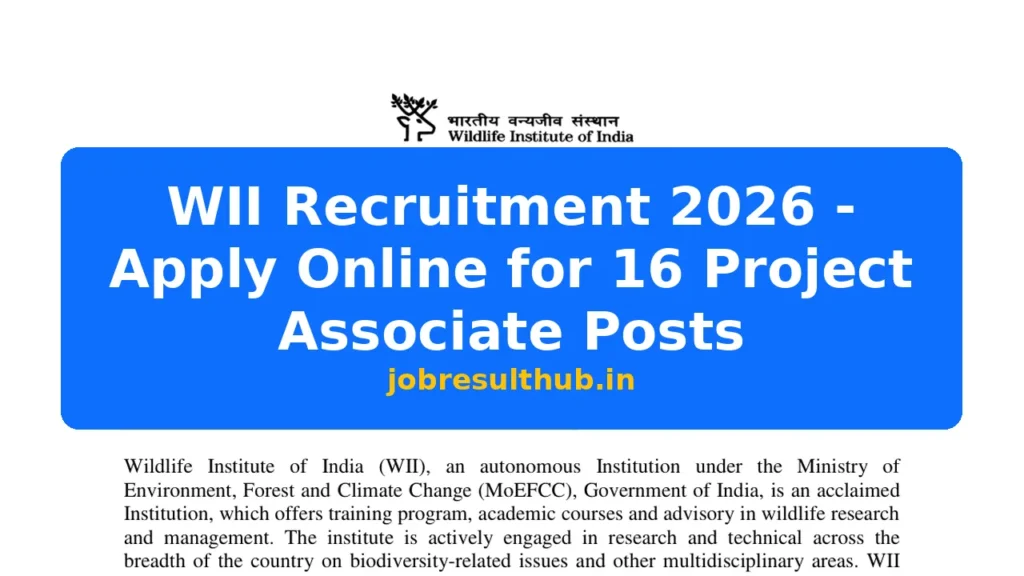 WII Recruitment 2026 - Apply Online for 16 Project Associate Posts - 2026 Posts