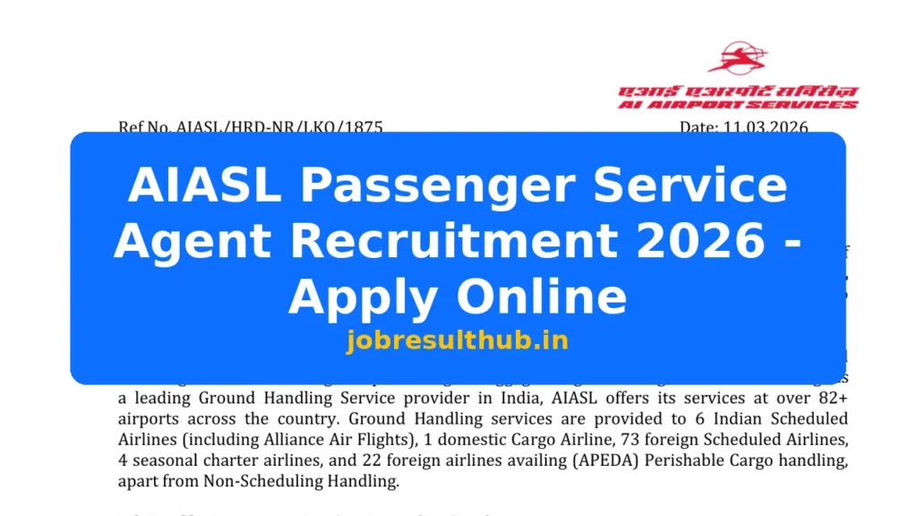 AIASL Passenger Service Agent Recruitment 2026 - Apply Online - 2026 Posts
