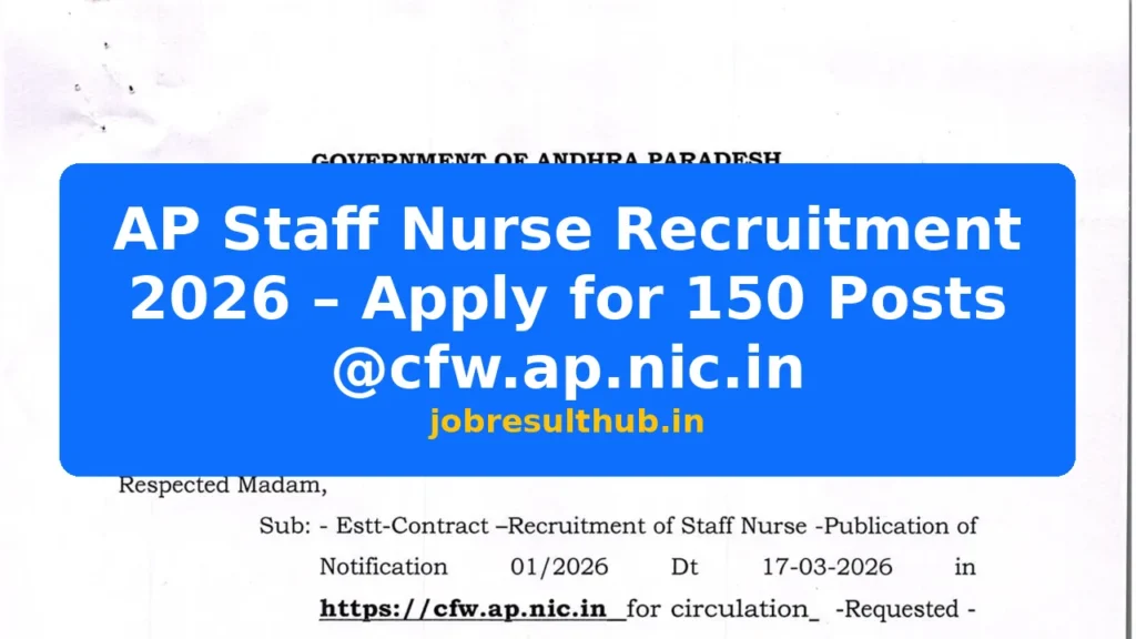 AP Staff Nurse Recruitment 2026 – Apply for 150 Posts @cfw.ap.nic.in - 2026 Posts