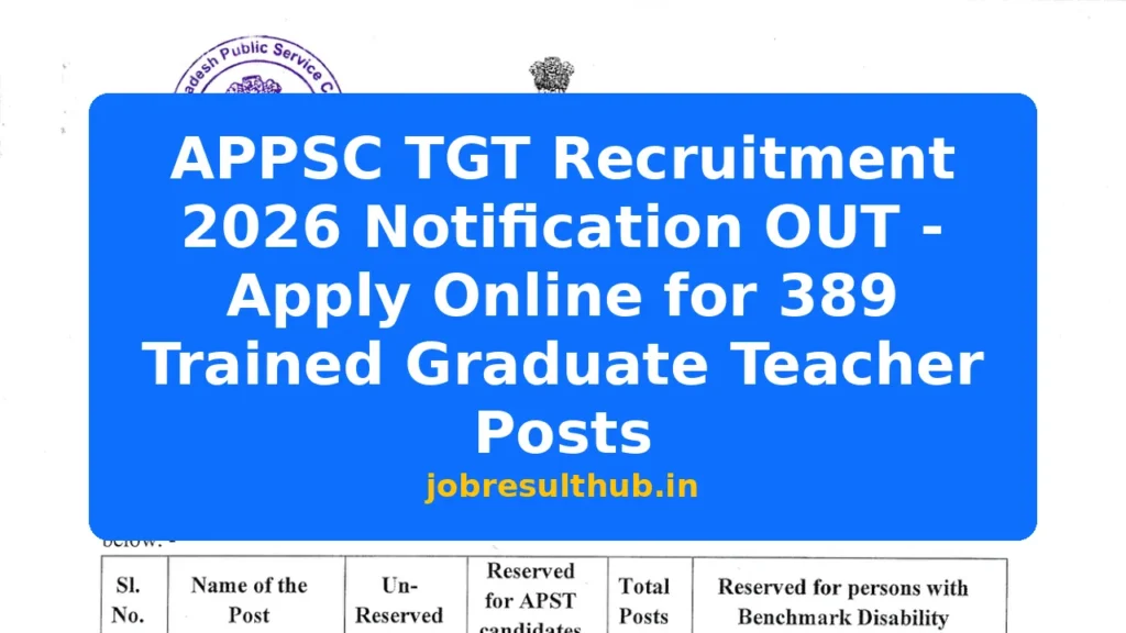 APPSC TGT Recruitment 2026 Notification OUT - Apply Online for 389 Trained Graduate Teacher Posts - 2026 Posts