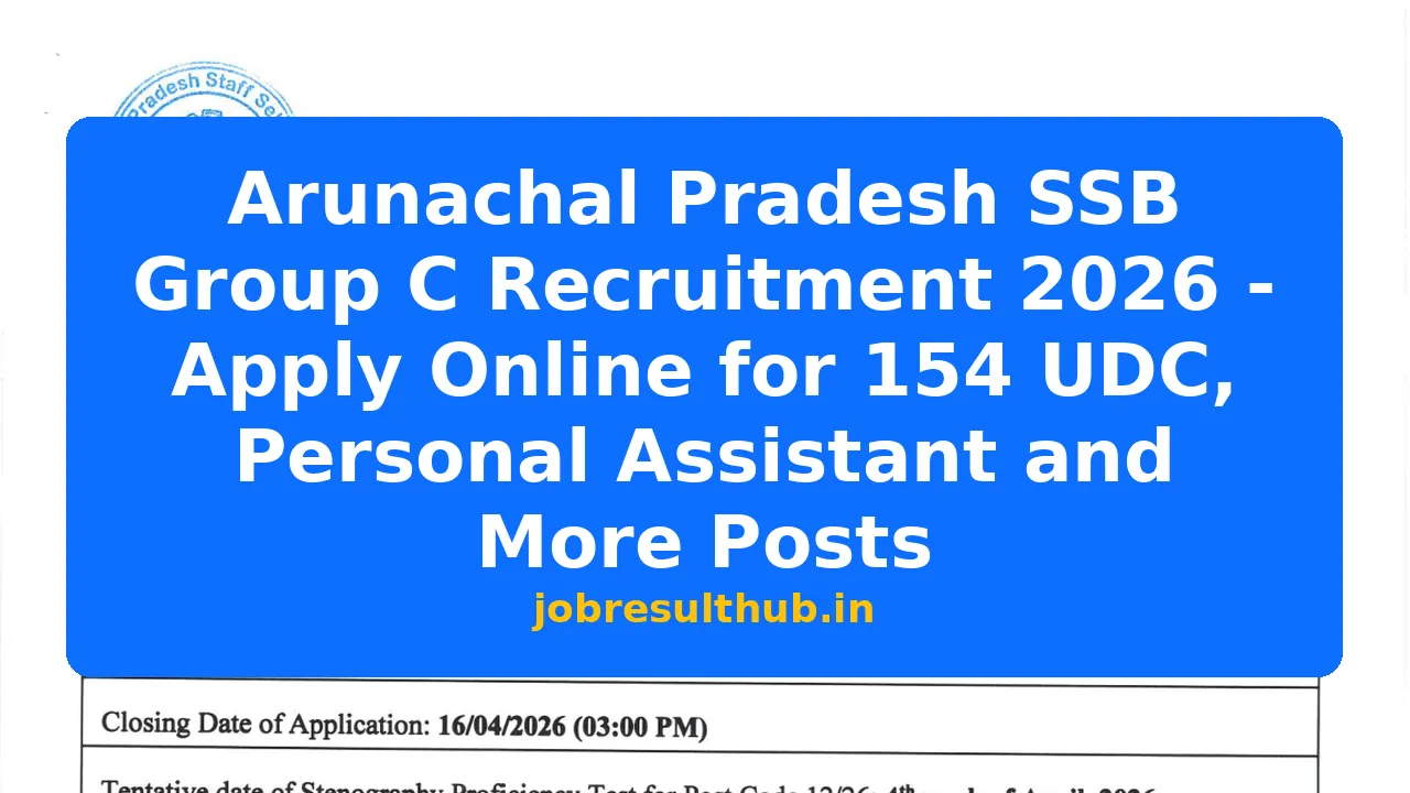 Arunachal Pradesh SSB Group C Recruitment 2026 - Apply Online for 154 ...