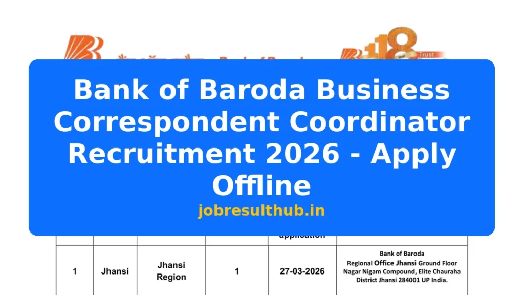Bank of Baroda Business Correspondent Coordinator Recruitment 2026 - Apply Offline - 2026 Posts