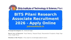 BITS Pilani Research Associate Recruitment 2026 - Apply Online - 2026 Posts