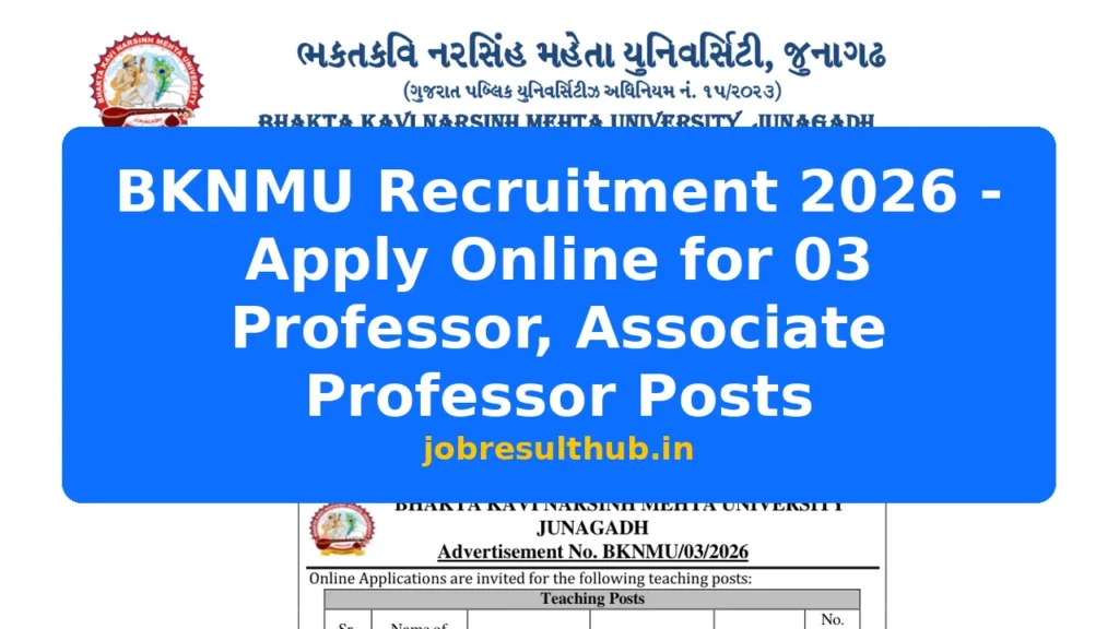 BKNMU Recruitment 2026 - Apply Online for 03 Professor, Associate Professor Posts - 2026 Posts