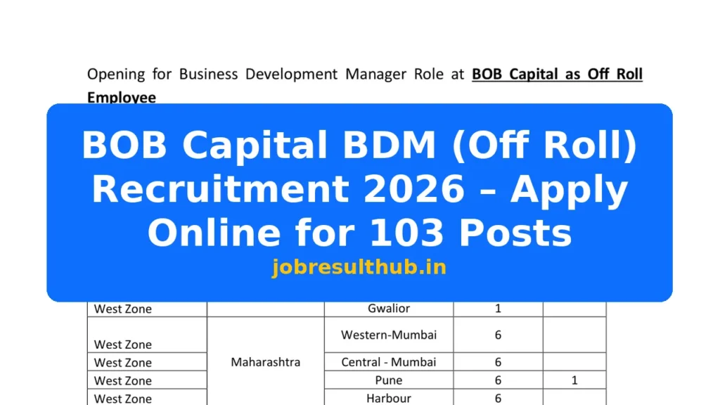 BOB Capital BDM (Off Roll) Recruitment 2026 – Apply Online for 103 Posts - 2026 Posts