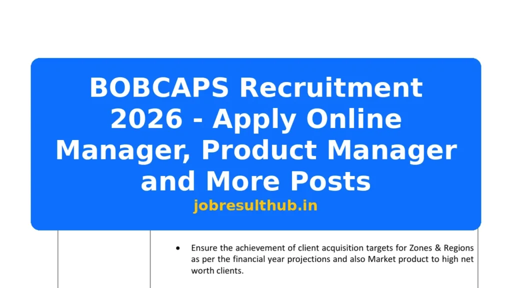 BOBCAPS Recruitment 2026 - Apply Online Manager, Product Manager and More Posts - 2026 Posts