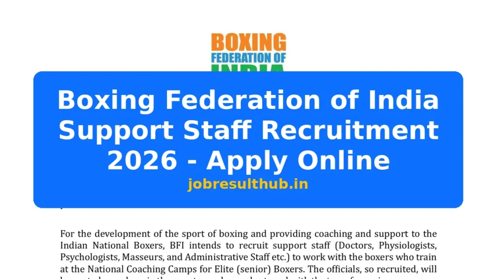 Boxing Federation of India Support Staff Recruitment 2026 - Apply Online - 2026 Posts