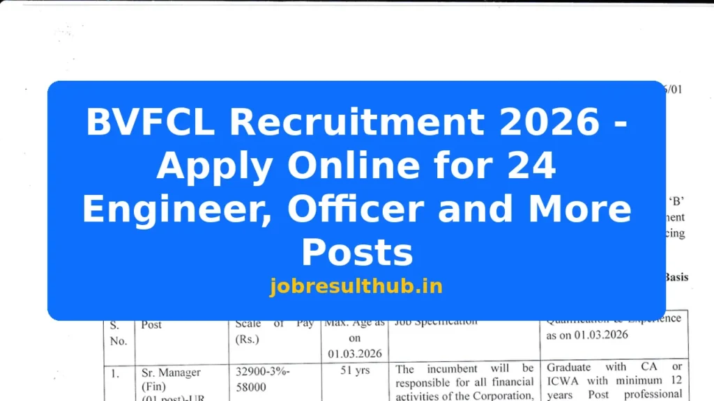 BVFCL Recruitment 2026 - Apply Online for 24 Engineer, Officer and More Posts - 2026 Posts