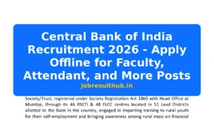 Central Bank of India Recruitment 2026 - Apply Offline for Faculty, Attendant, and More Posts - 2026 Posts
