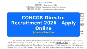 CONCOR Director Recruitment 2026 - Apply Online - 2026 Posts