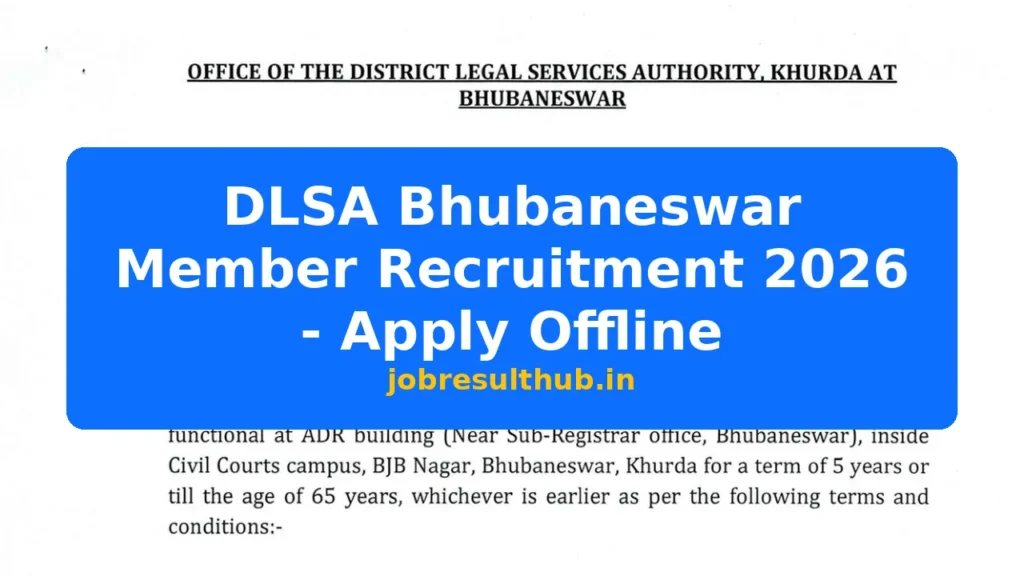 DLSA Bhubaneswar Member Recruitment 2026 - Apply Offline - 2026 Posts