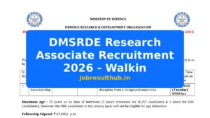 DMSRDE Research Associate Recruitment 2026 - Walkin - 2026 Posts