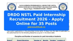 DRDO NSTL Paid Internship Recruitment 2026 - Apply Online for 35 Posts - 2026 Posts