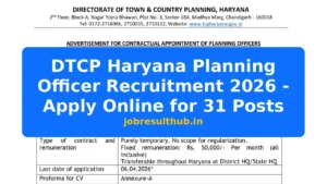 DTCP Haryana Planning Officer Recruitment 2026 - Apply Online for 31 Posts - 2026 Posts
