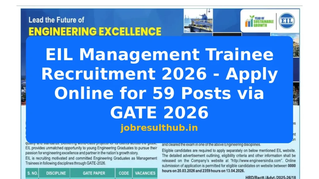 EIL Management Trainee Recruitment 2026 - Apply Online for 59 Posts via GATE 2026 - 2026 Posts