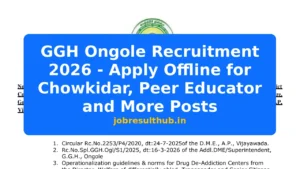 GGH Ongole Recruitment 2026 - Apply Offline for Chowkidar, Peer Educator and More Posts - 2026 Posts