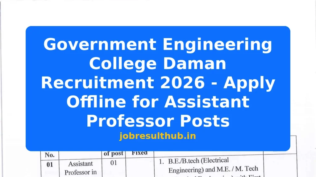 Government Engineering College Daman Recruitment 2026 - Apply Offline for Assistant Professor Posts - 2026 Posts