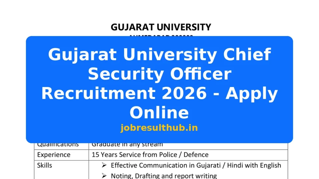 Gujarat University Chief Security Officer Recruitment 2026 - Apply Online - 2026 Posts