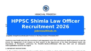 HPPSC Shimla Law Officer Recruitment 2026 - 2026 Posts