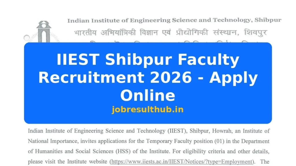IIEST Shibpur Faculty Recruitment 2026 - Apply Online - 2026 Posts