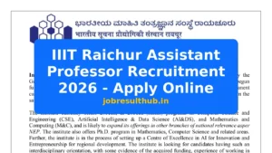 IIIT Raichur Assistant Professor Recruitment 2026 - Apply Online - 2026 Posts