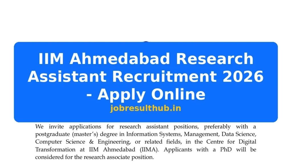 IIM Ahmedabad Research Assistant Recruitment 2026 - Apply Online - 2026 Posts