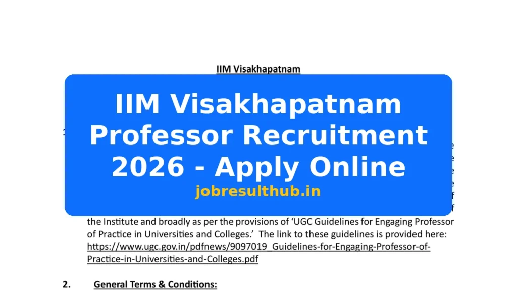 IIM Visakhapatnam Professor Recruitment 2026 - Apply Online - 2026 Posts