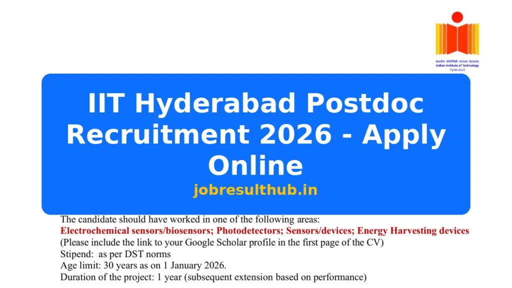IIT Hyderabad Postdoc Recruitment 2026 - Apply Online - 2026 Posts