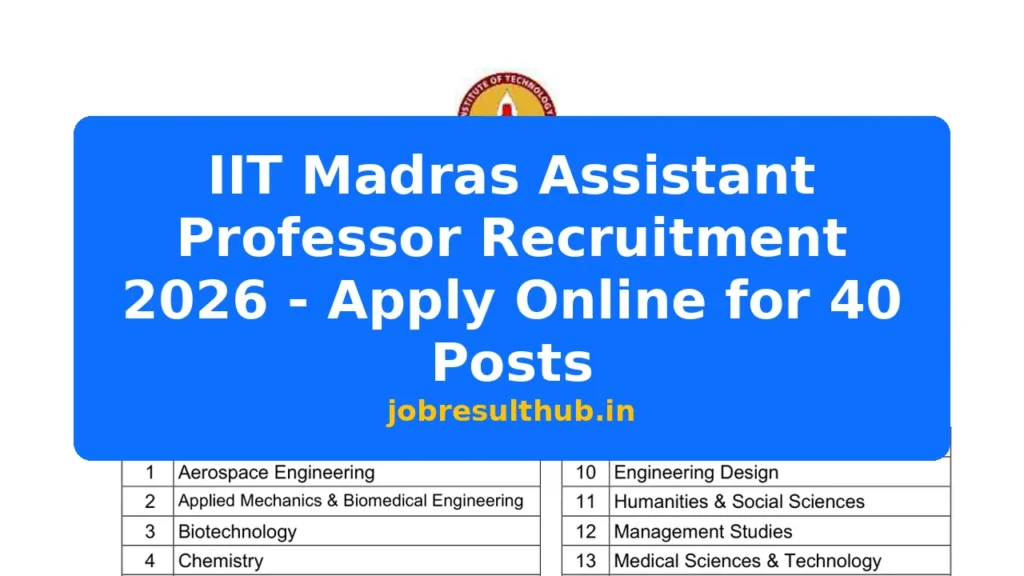 IIT Madras Assistant Professor Recruitment 2026 - Apply Online for 40 Posts - 2026 Posts