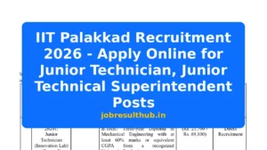 IIT Palakkad Recruitment 2026 - Apply Online for Junior Technician, Junior Technical Superintendent Posts - 2026 Posts