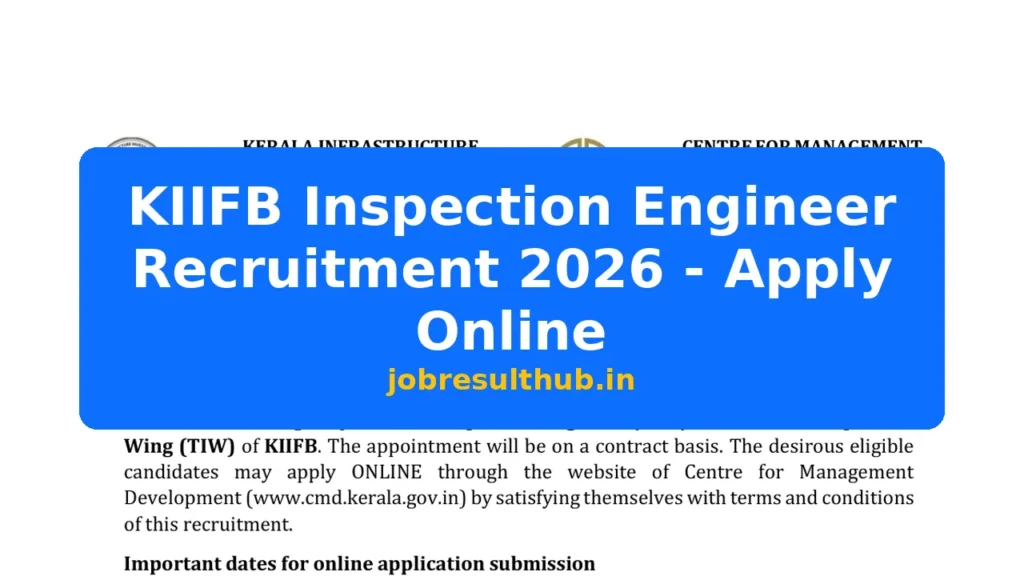 KIIFB Inspection Engineer Recruitment 2026 - Apply Online - 2026 Posts